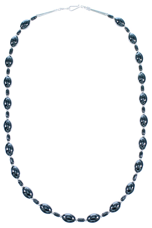Southwest Hematite Genuine Sterling Silver Bead Necklace RX114377